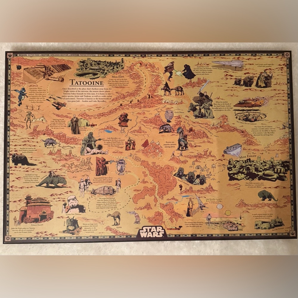 Star Wars Tatooine Wooden Wall Map